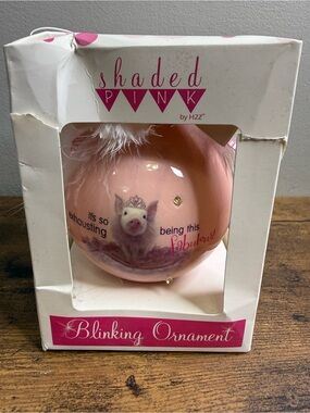 Shaded Pink Blinking Ornament - Pink Pig Design by H2Z